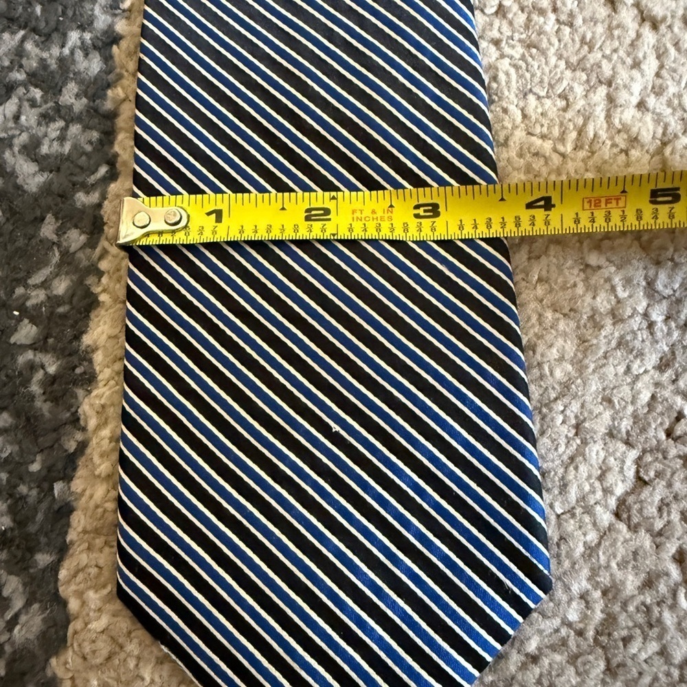 Ashford & Brooks Elegant Navy and White Striped Tie - Picture 6 of 6